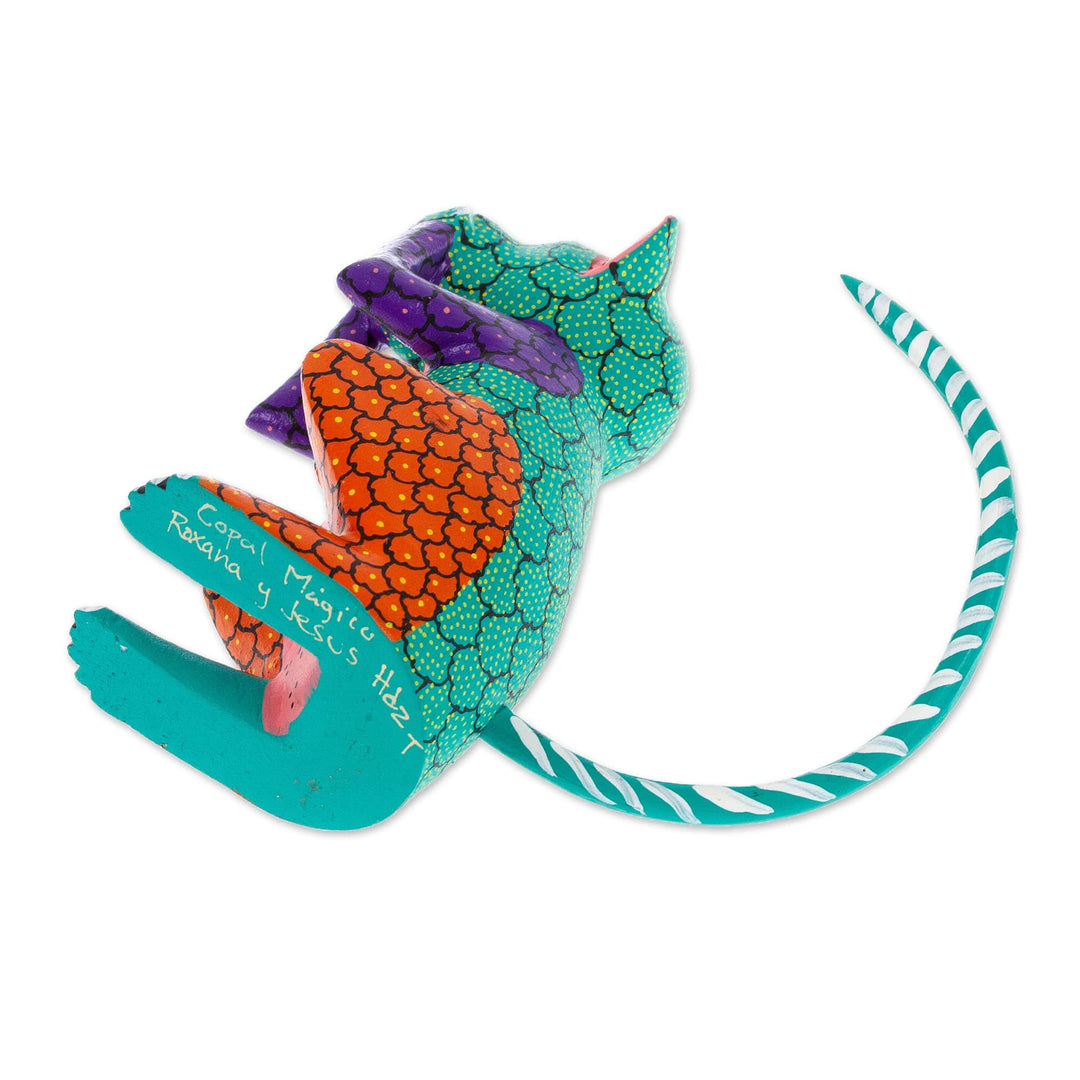 Hand-Carved and Hand-Painted Wood Monkey Alebrije Figurine - Thrilled Monkey