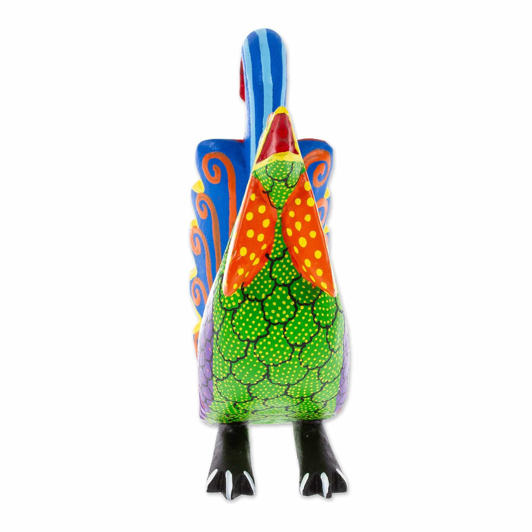 Colorful Wood Rooster Alebrije Figurine Painted by Hand - Impressive Rooster