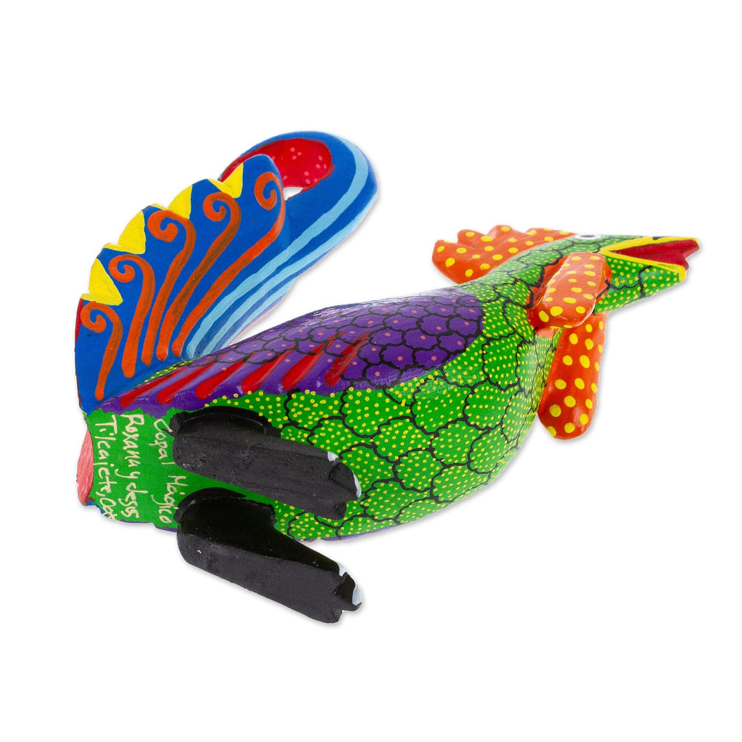Colorful Wood Rooster Alebrije Figurine Painted by Hand - Impressive Rooster