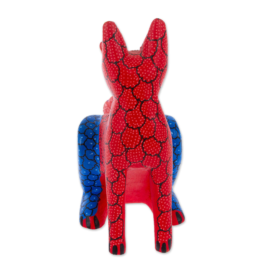 Hand-Carved and Hand-Painted Wood Fox Alebrije Figurine - Colorful Fox
