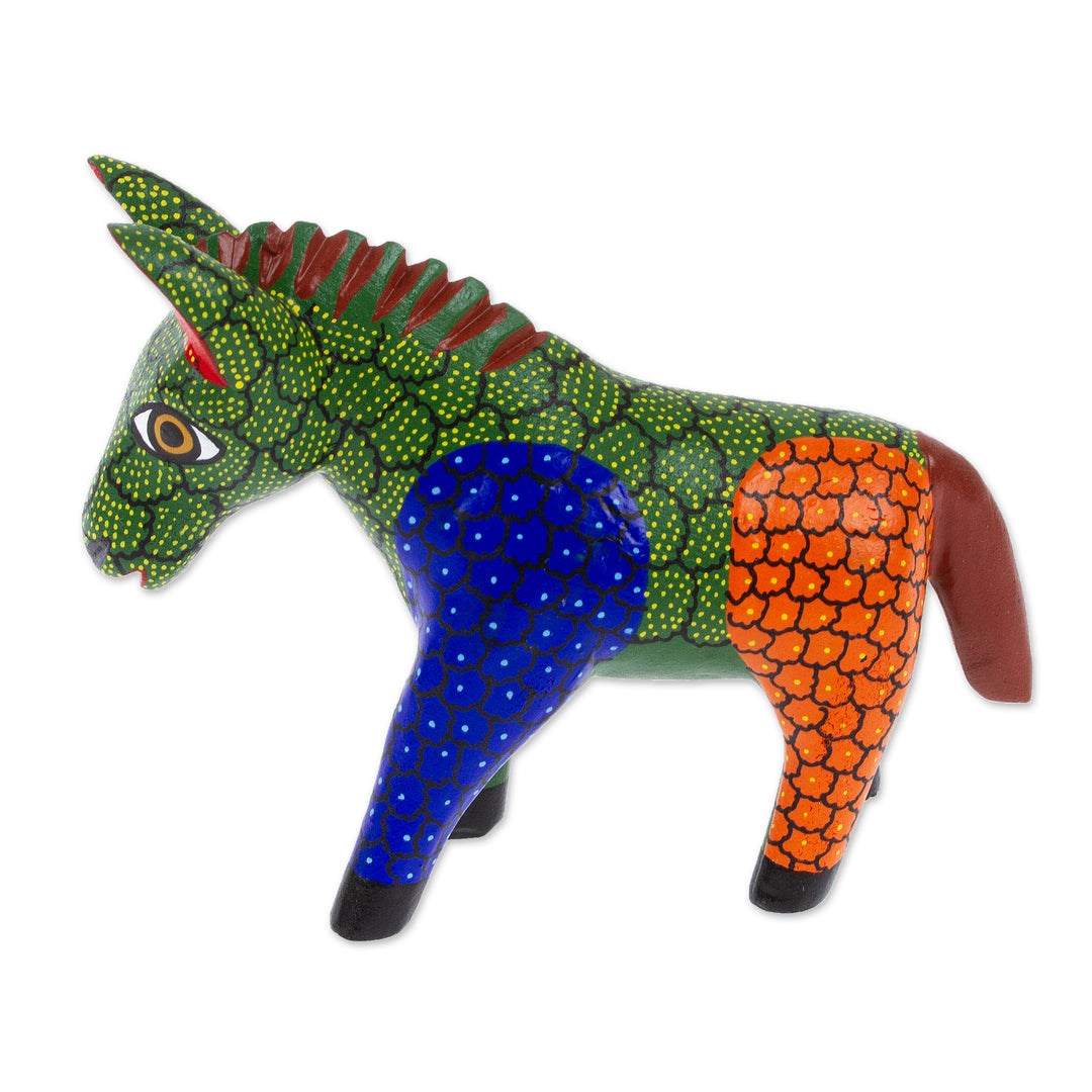 Wood Donkey Alebrije Figurine Carved and Painted by Hand - Splendid Donkey