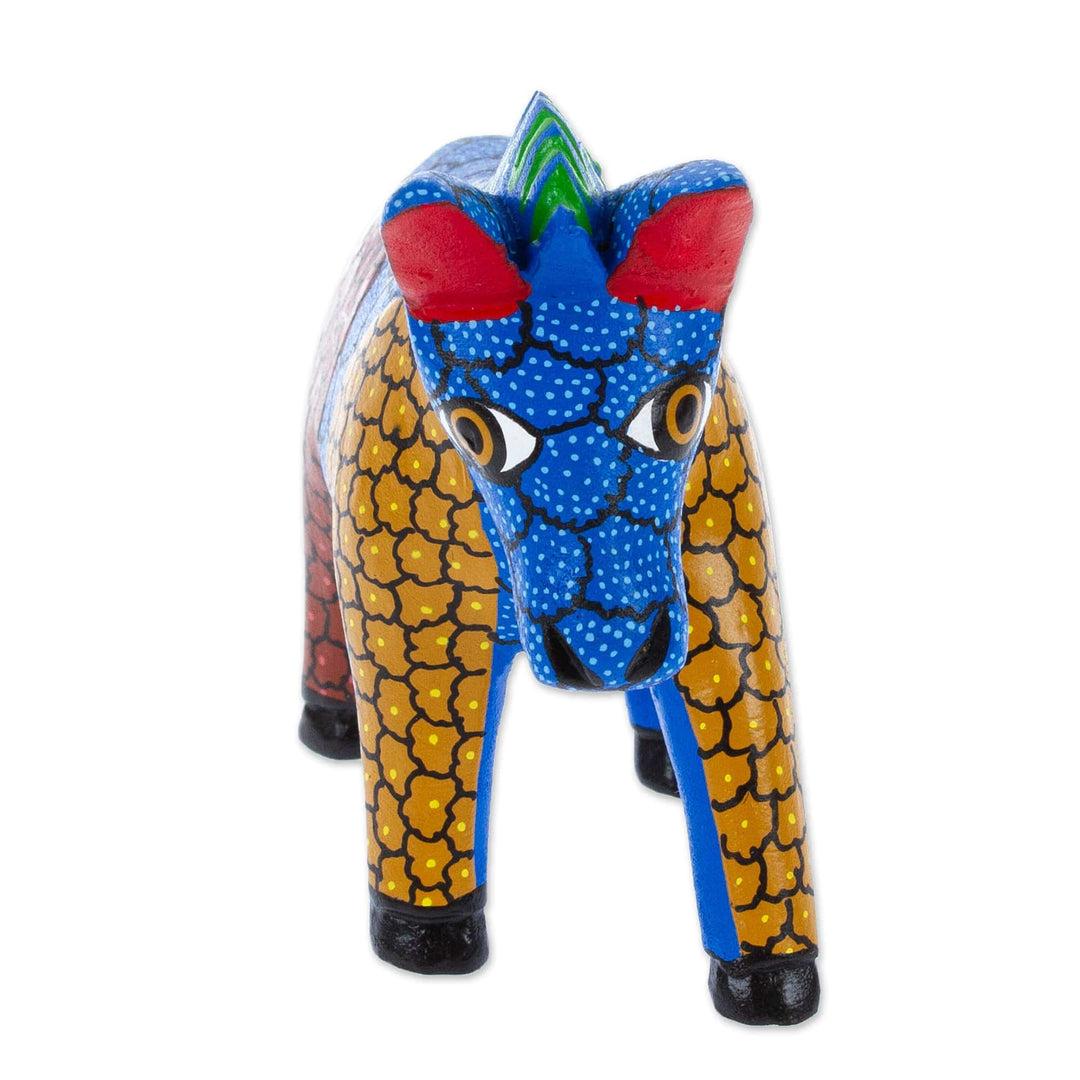 Hand-Carved and Hand-Painted Wood Donkey Alebrije Figurine - Charming Donkey