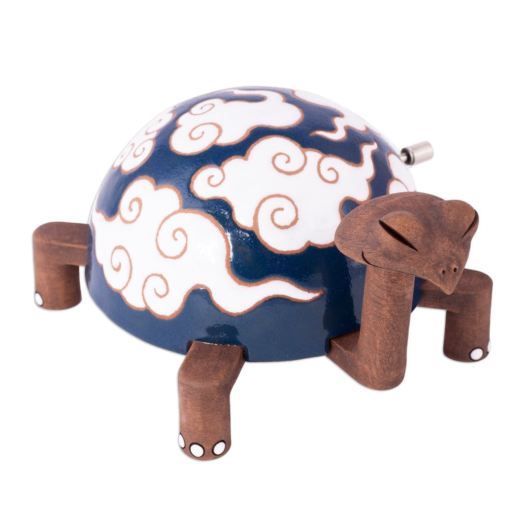 Hand-Painted Ceramic Turtle Figurine with Music Mechanism - Birthday Turtle
