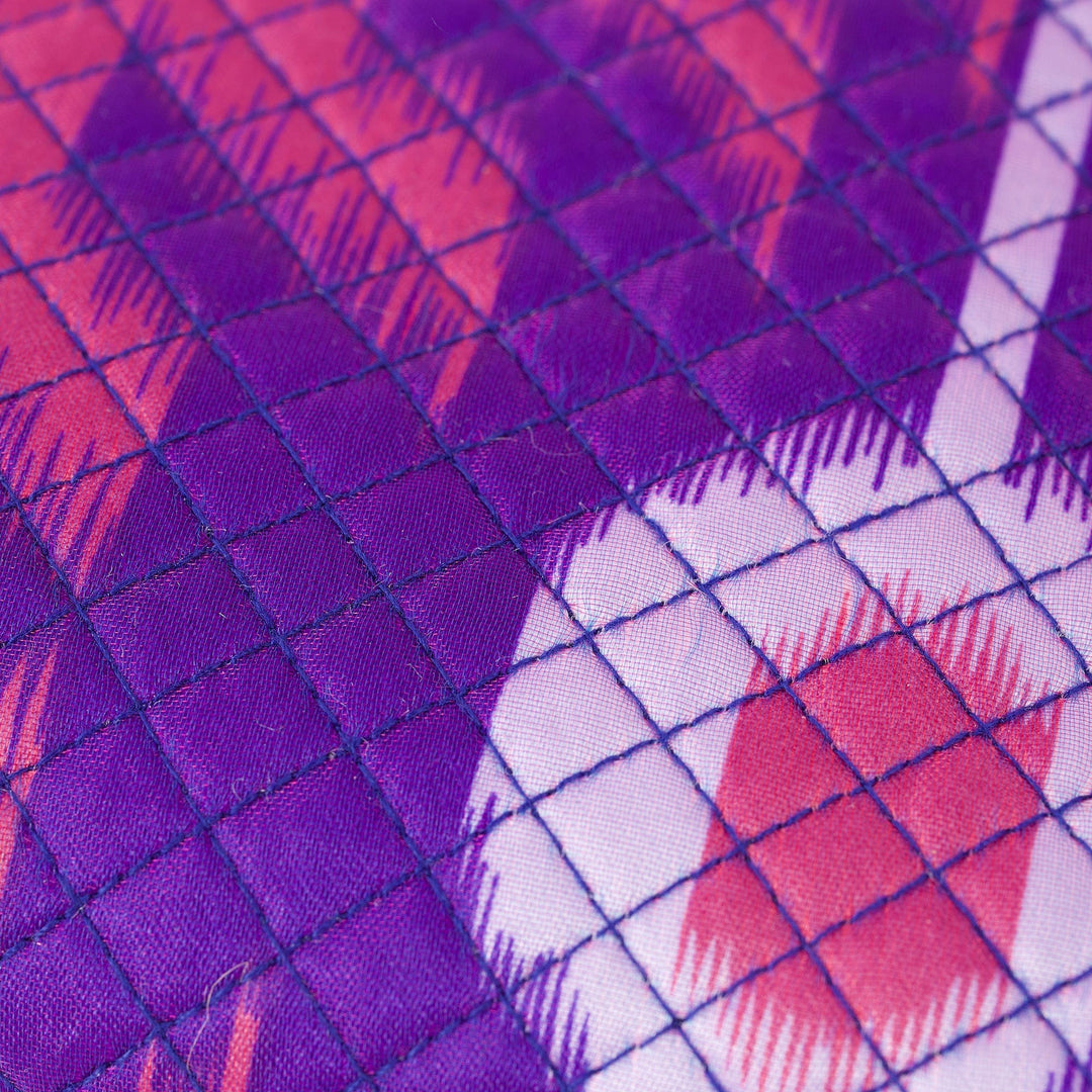 Magenta and Sapphire Ikat Patterned Cosmetic Bag with Zipper - Classic Magenta