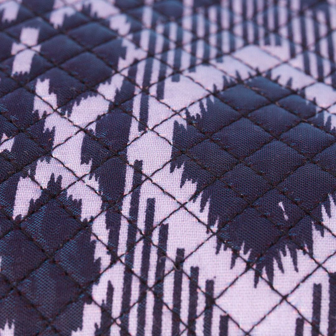 Cosmetic Bag with Zipper Closure and Navy Ikat Pattern - Navy Trends