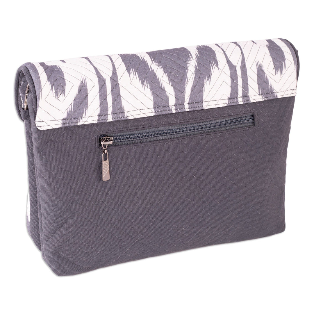 Traditional Ikat Grey Travel Bag with Removable Strap - Grey Convenience