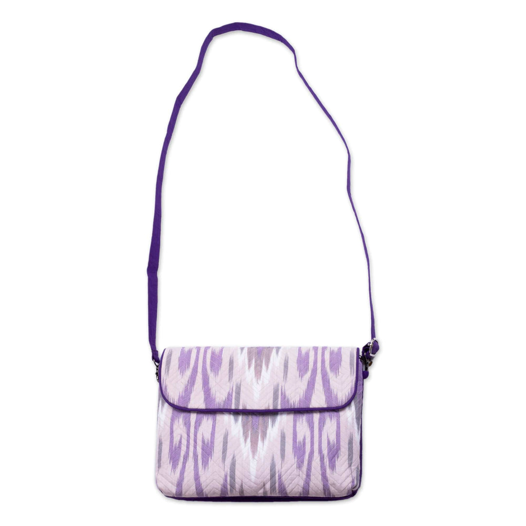 Traditional Ikat Purple Sling Bag with Removable Strap - Purple Convenience