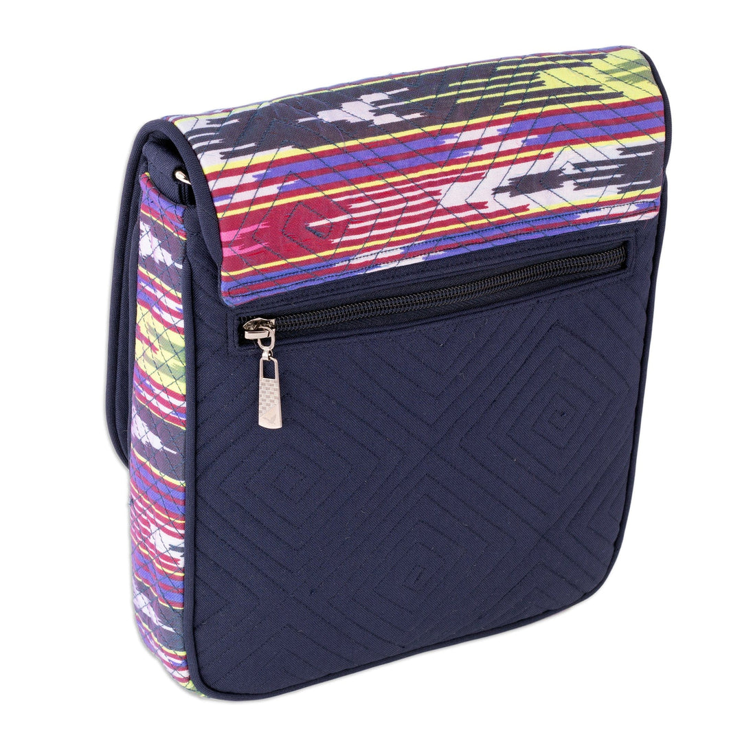 Colorful Ikat Messenger Bag with Adjustable Strap - Colorful Glee
