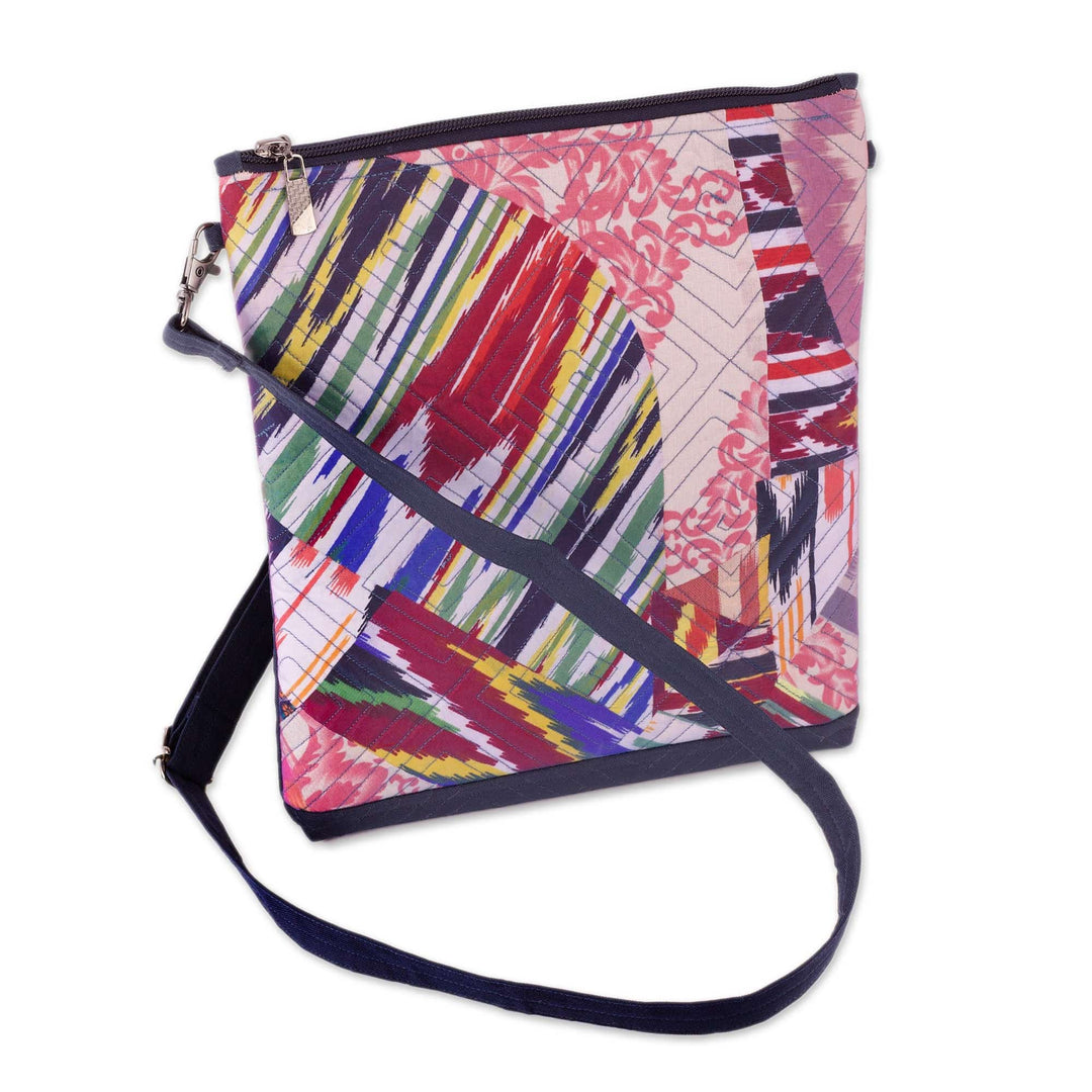 Colorful Ikat Sling Bag with Patchwork & Removable Strap - Colorful Trip