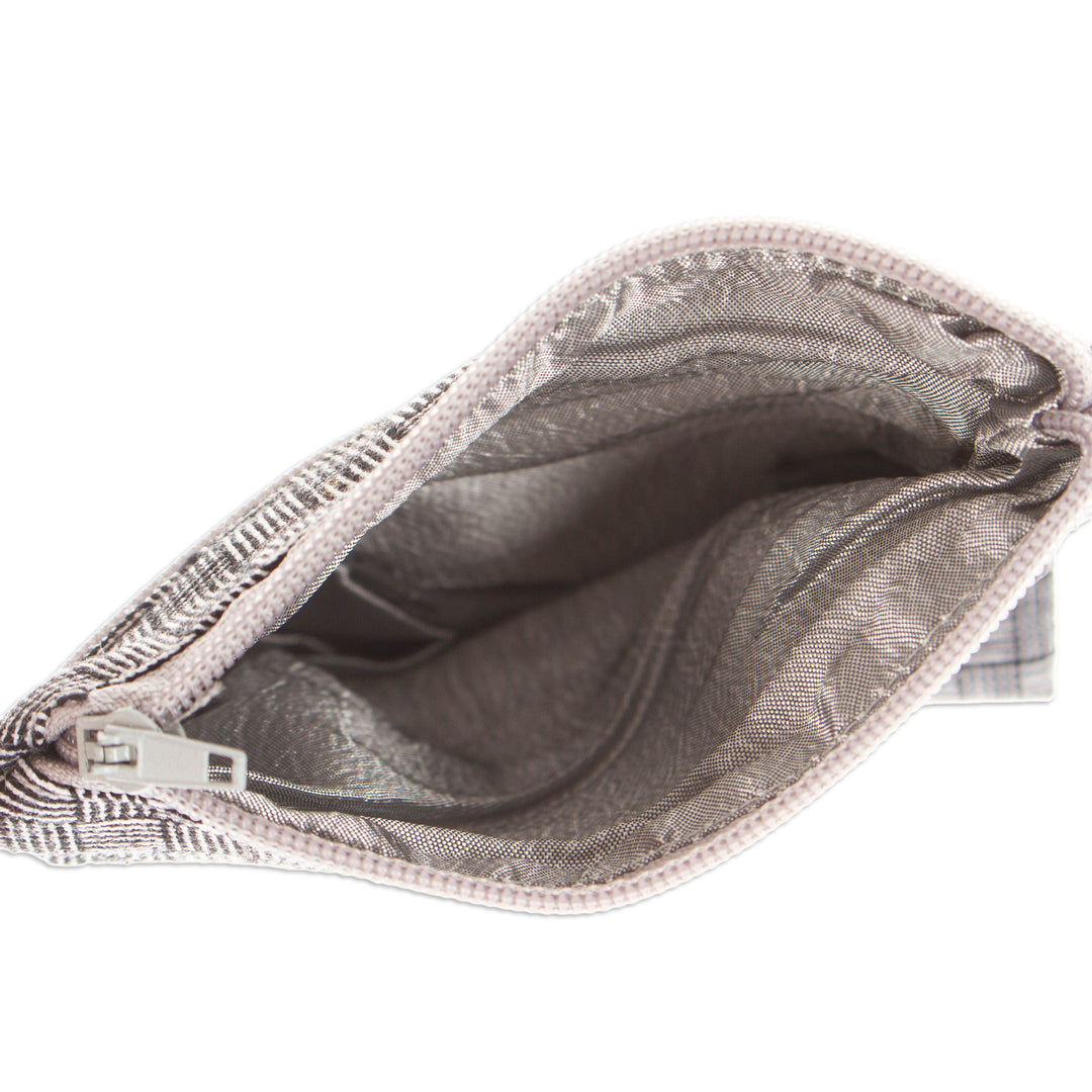 Black and White Basket Weave Patterned Cotton Coin Purse - Frugal Weave