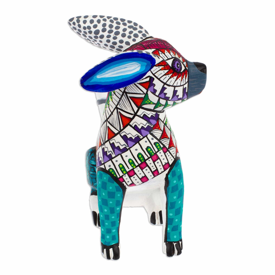 Colorful Wood Alebrije Hare Figurine Hand-Painted in Mexico - Magical Hare