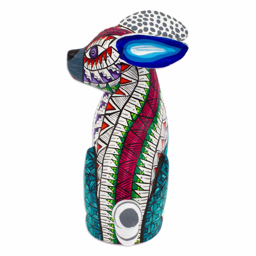 Colorful Wood Alebrije Hare Figurine Hand-Painted in Mexico - Magical Hare