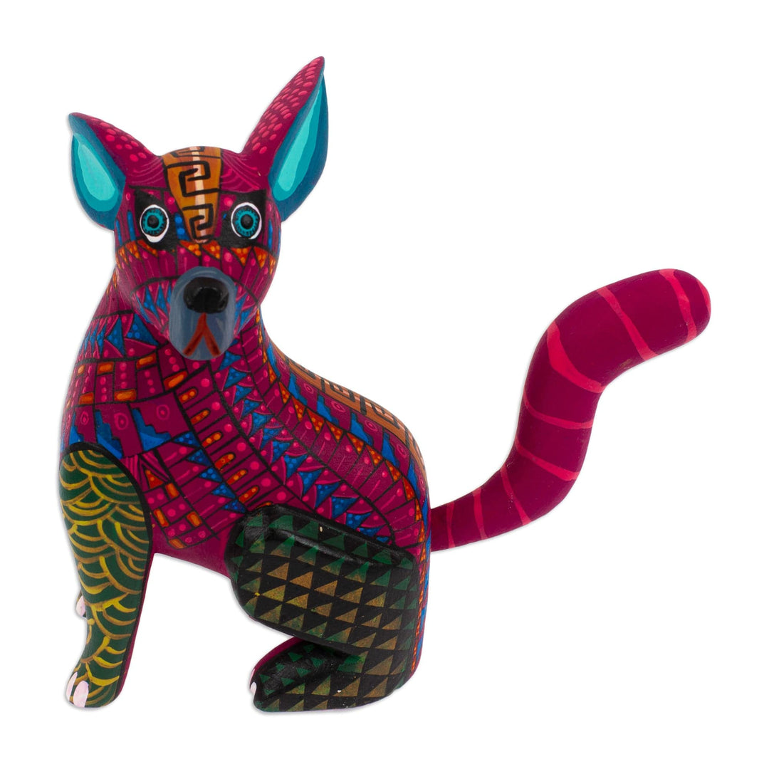 Colorful Mexican Hand-Painted Wood Alebrije Hare Figurine - Lovely Hare
