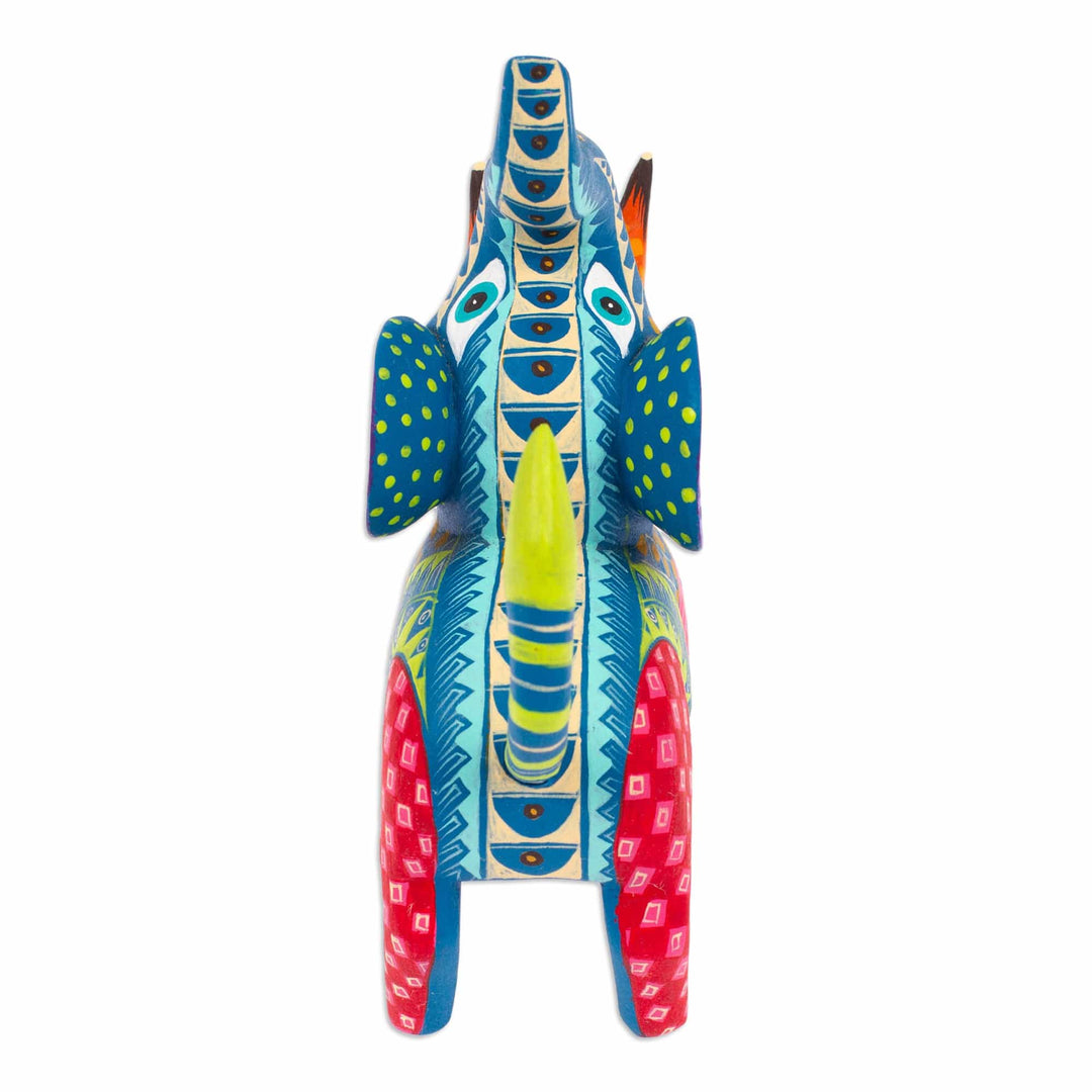 Hand-Painted Mexican Wood Alebrije Elephant Figurine - Spectacular Elephant