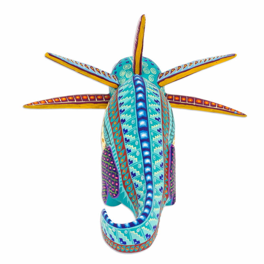 Wood Alebrije Axolotl Figurine Hand-Painted in Mexico - Colorful Axolotl