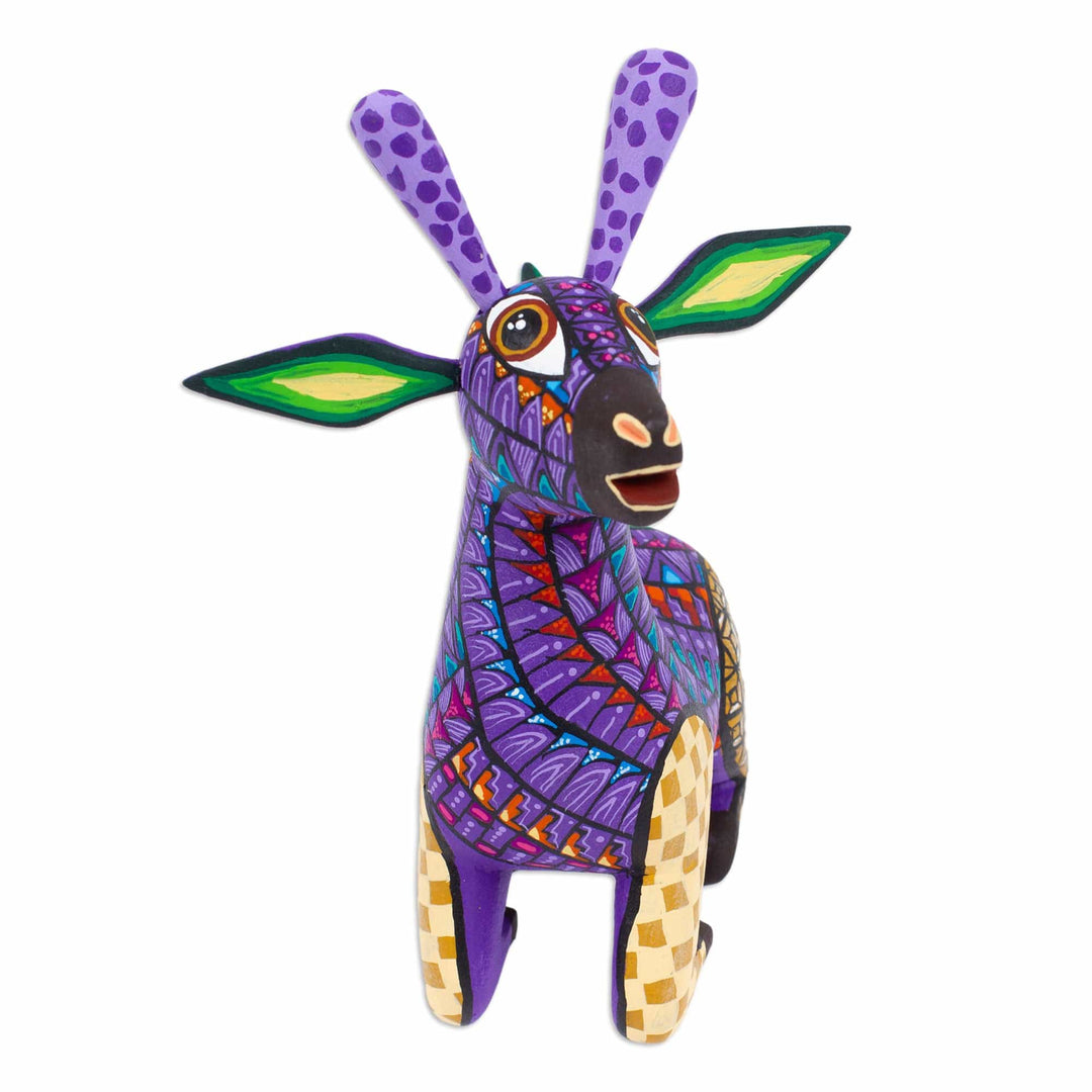 Wood Alebrije Giraffe Figurine Hand-Painted in Mexico - Cheerful Giraffe