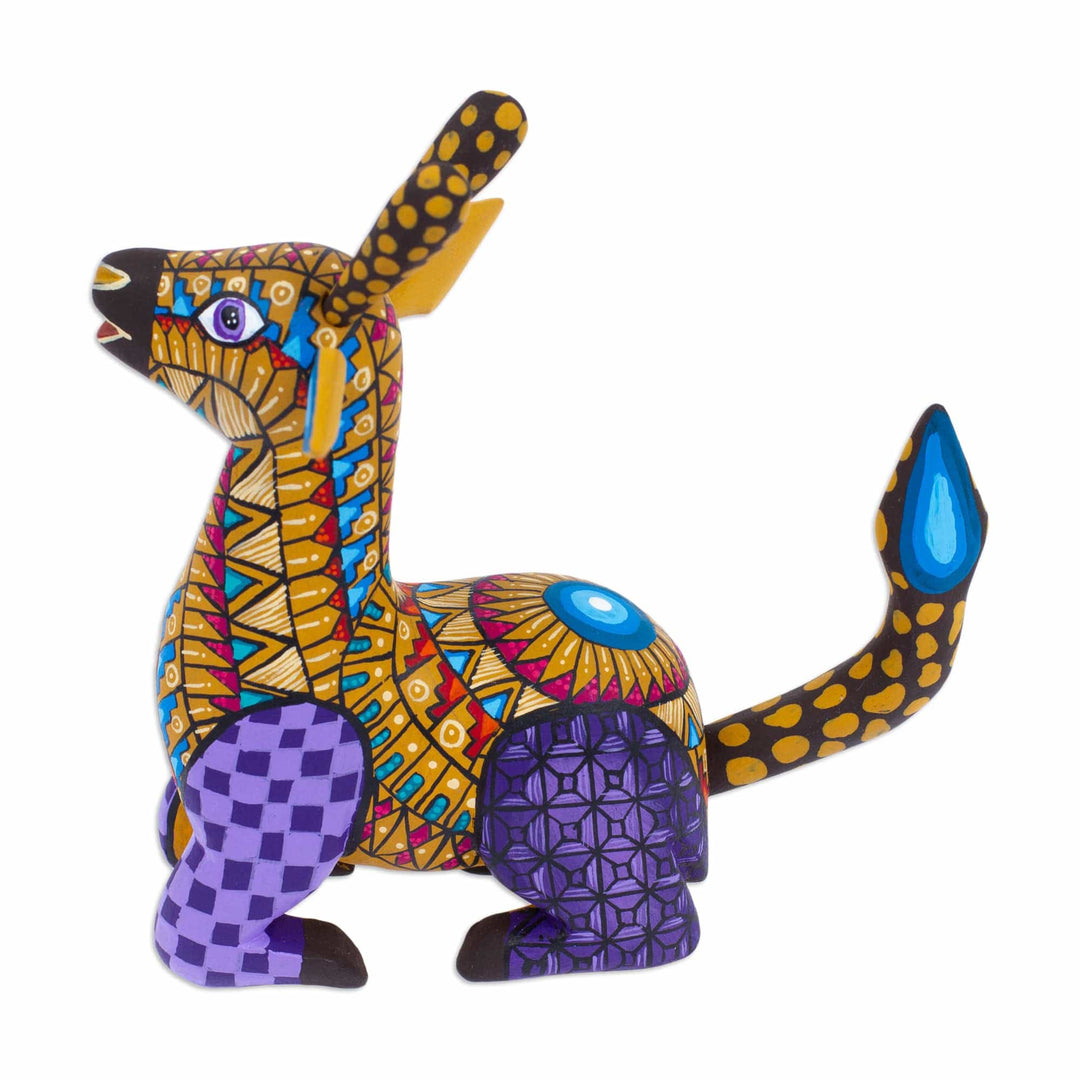 Hand-Painted Mexican Wood Alebrije Giraffe Figurine - Delightful Giraffe