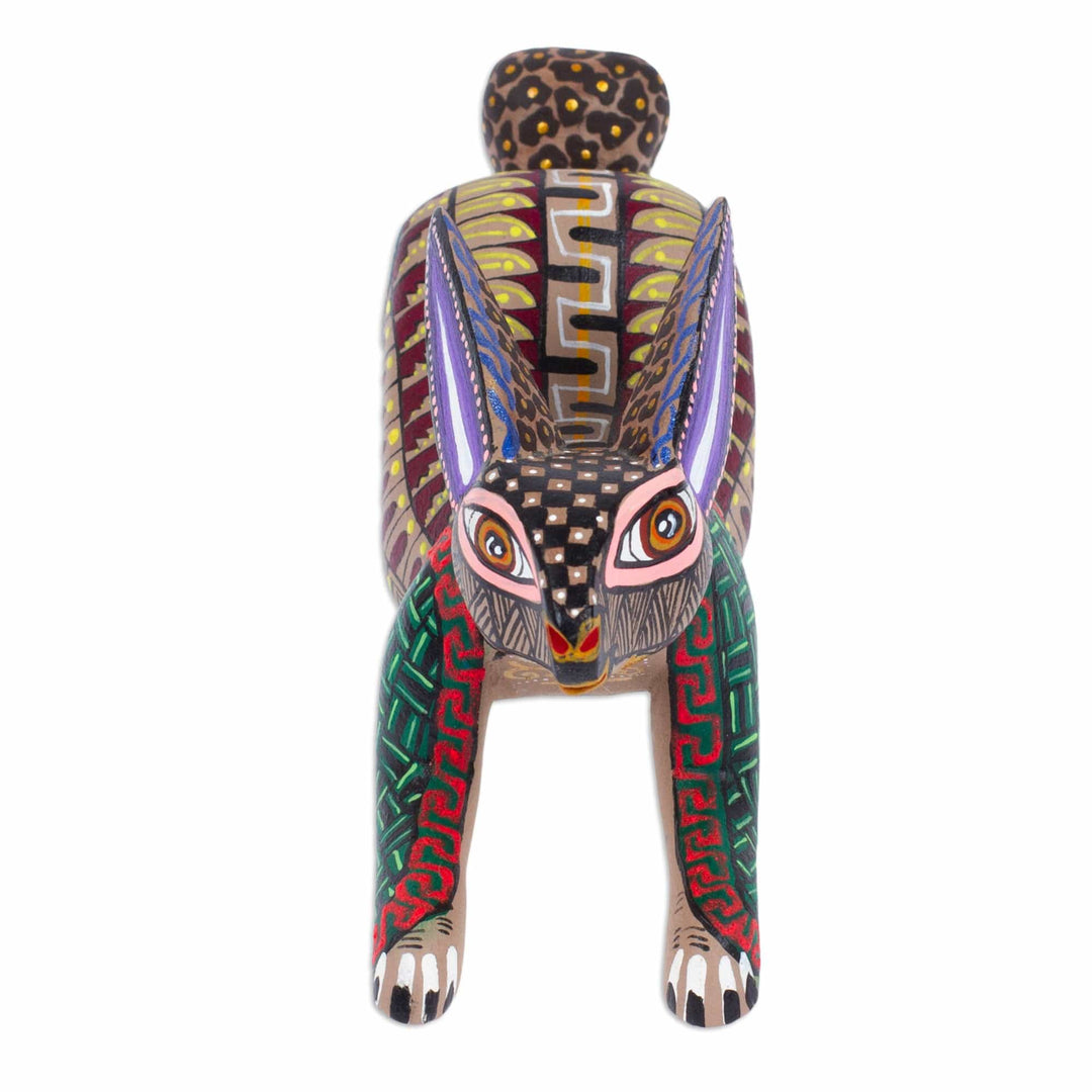 Hand-Painted Mexican Wood Alebrije Rabbit Figurine - Adorable Rabbit