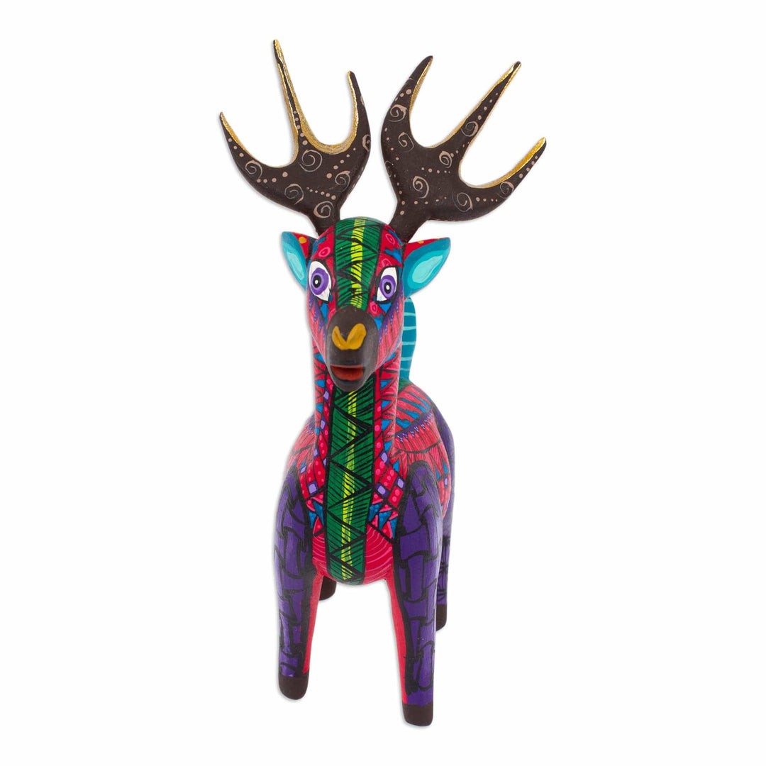 Wood Alebrije Deer Figurine Painted by Hand in Mexico - Charming Deer