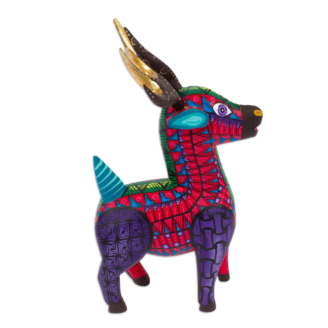 Wood Alebrije Deer Figurine Painted by Hand in Mexico - Charming Deer