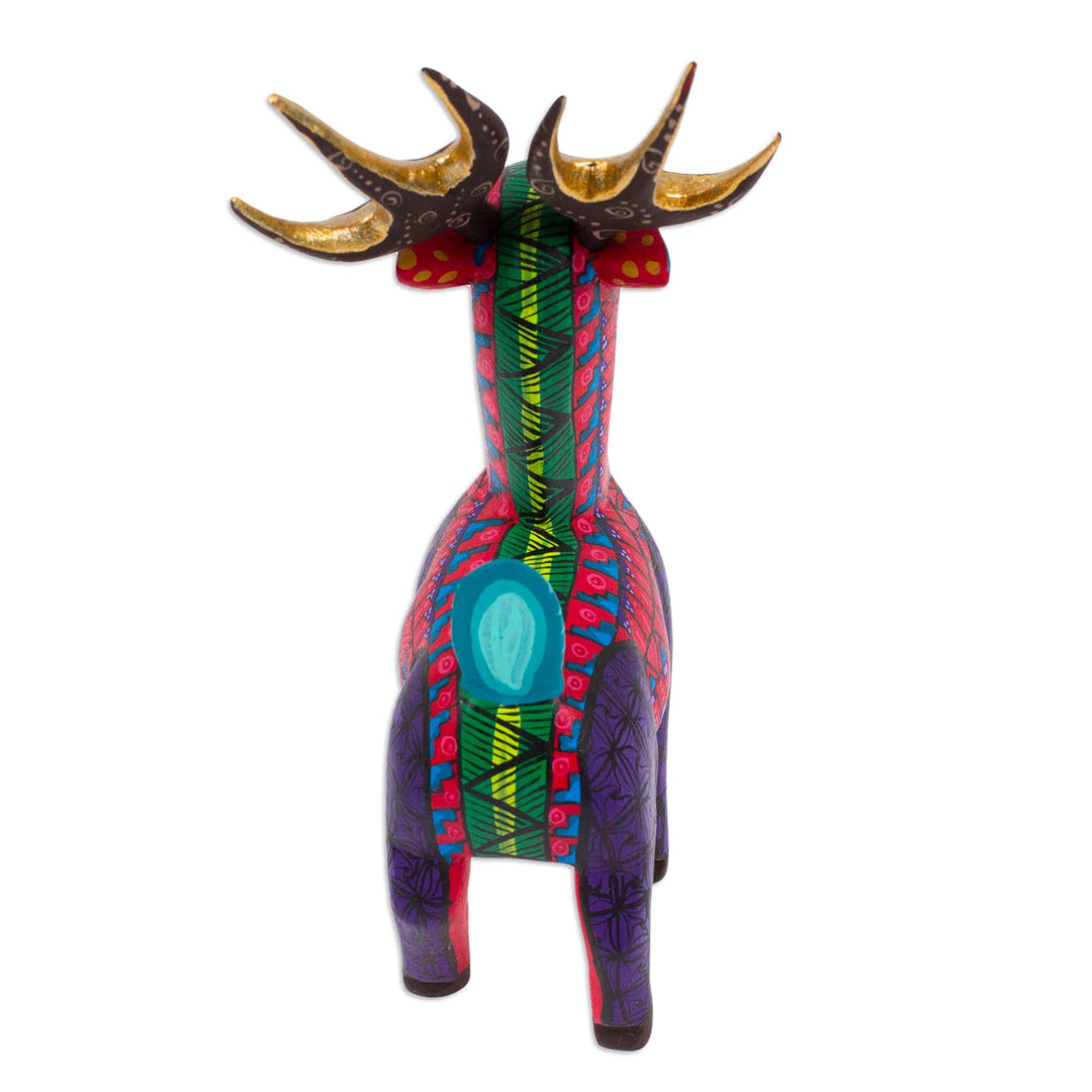 Wood Alebrije Deer Figurine Painted by Hand in Mexico - Charming Deer