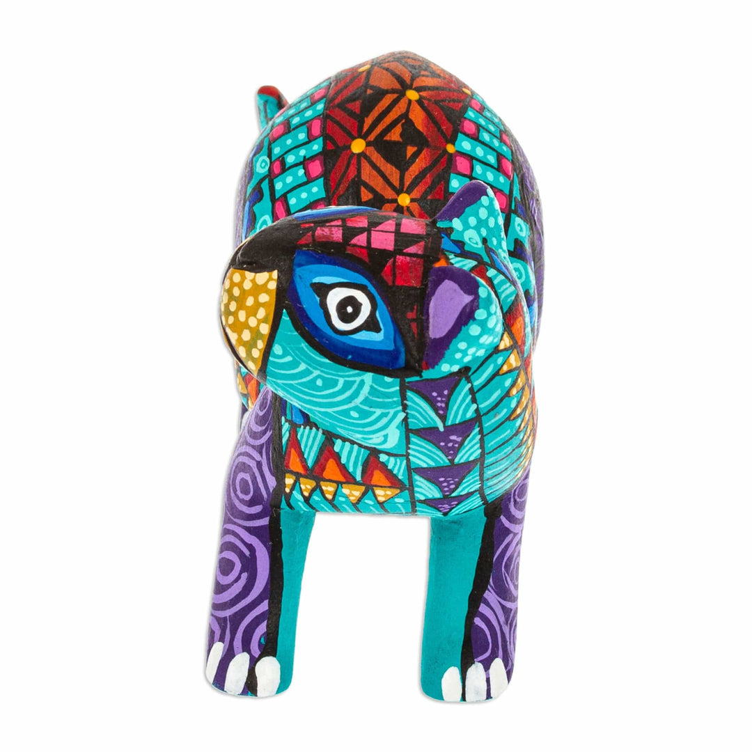 Mint Copal Wood Alebrije Otter Figurine Painted by Hand - The Water Spirit in Mint