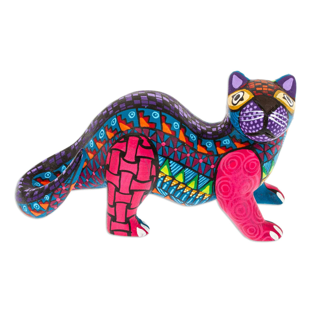 Carmine Copal Wood Alebrije Otter Figurine Painted by Hand - The Water Spirit in Carmine