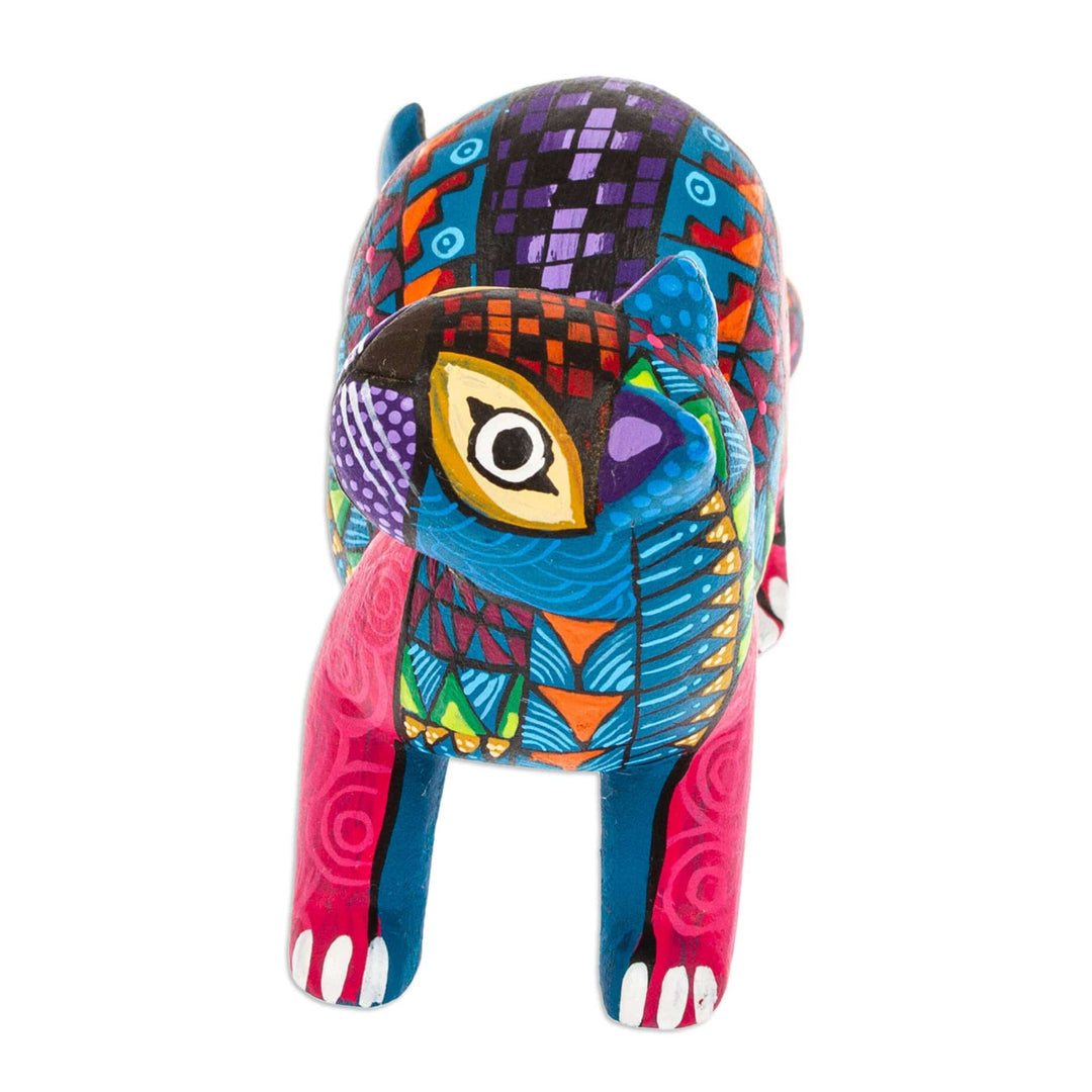 Carmine Copal Wood Alebrije Otter Figurine Painted by Hand - The Water Spirit in Carmine