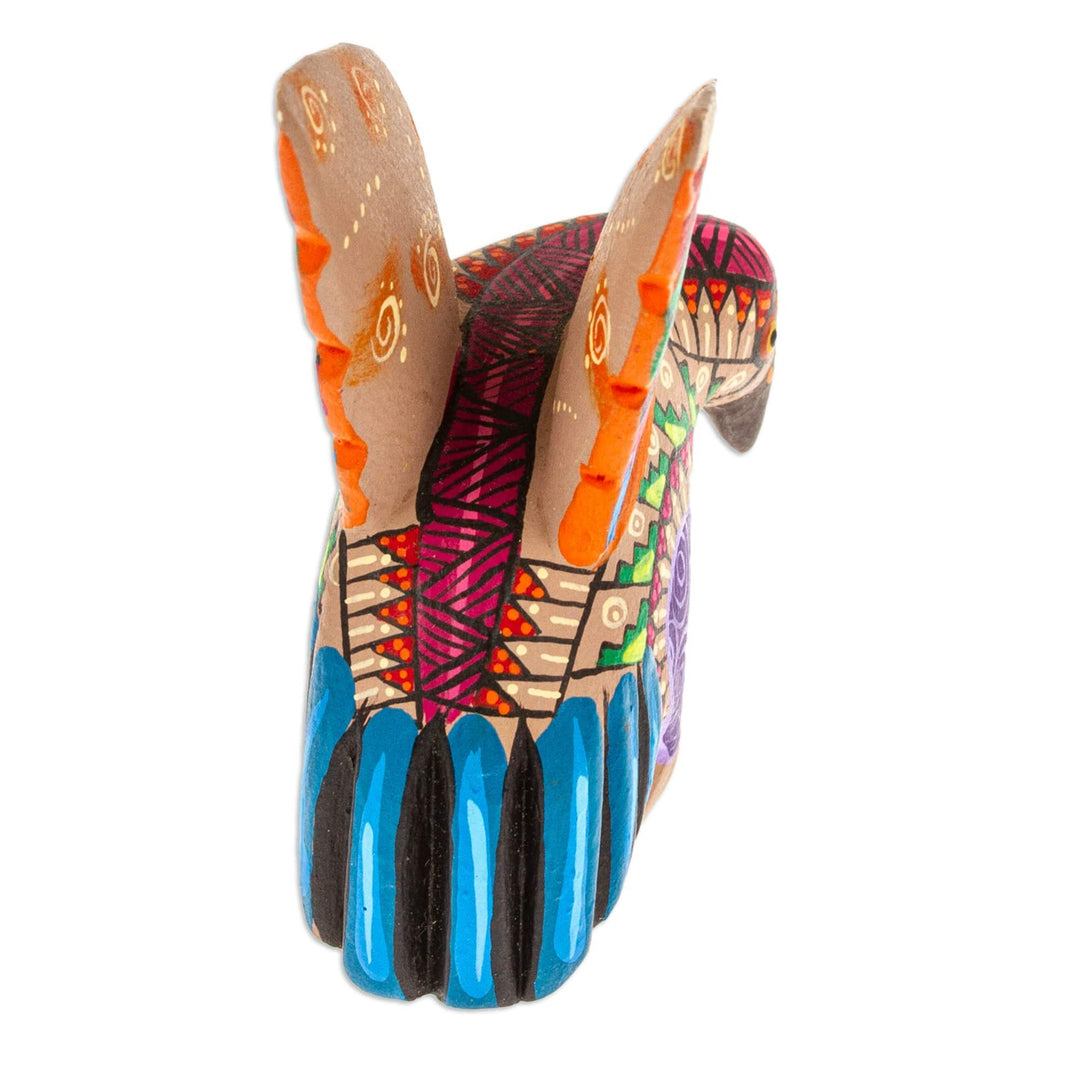 Copal Wood Alebrije Eagle Figurine Painted in Red and Blue - Fiery Eagle