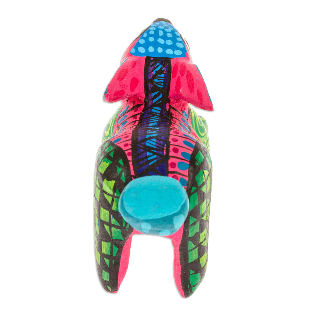 Hand-Painted Copal Wood Alebrije Rabbit Figurine in Carmine - Carmine Rabbit