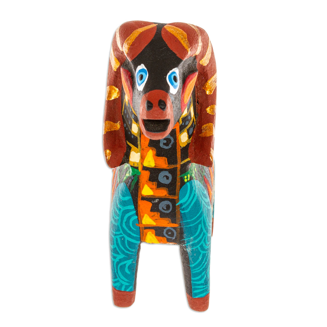 Copal Wood Alebrije Sheep Figurine Hand-Painted in Turquoise - Glorious Sheep