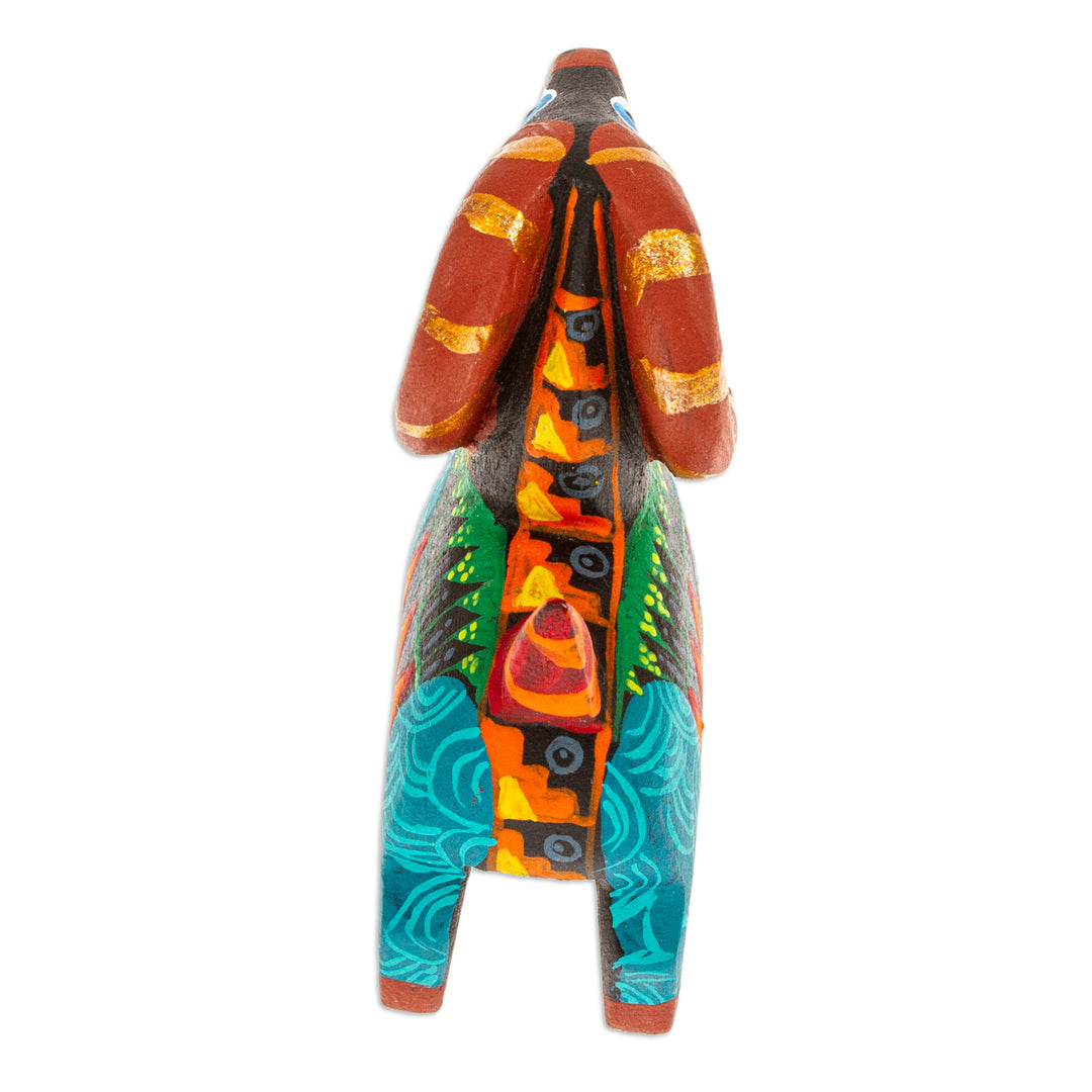 Copal Wood Alebrije Sheep Figurine Hand-Painted in Turquoise - Glorious Sheep