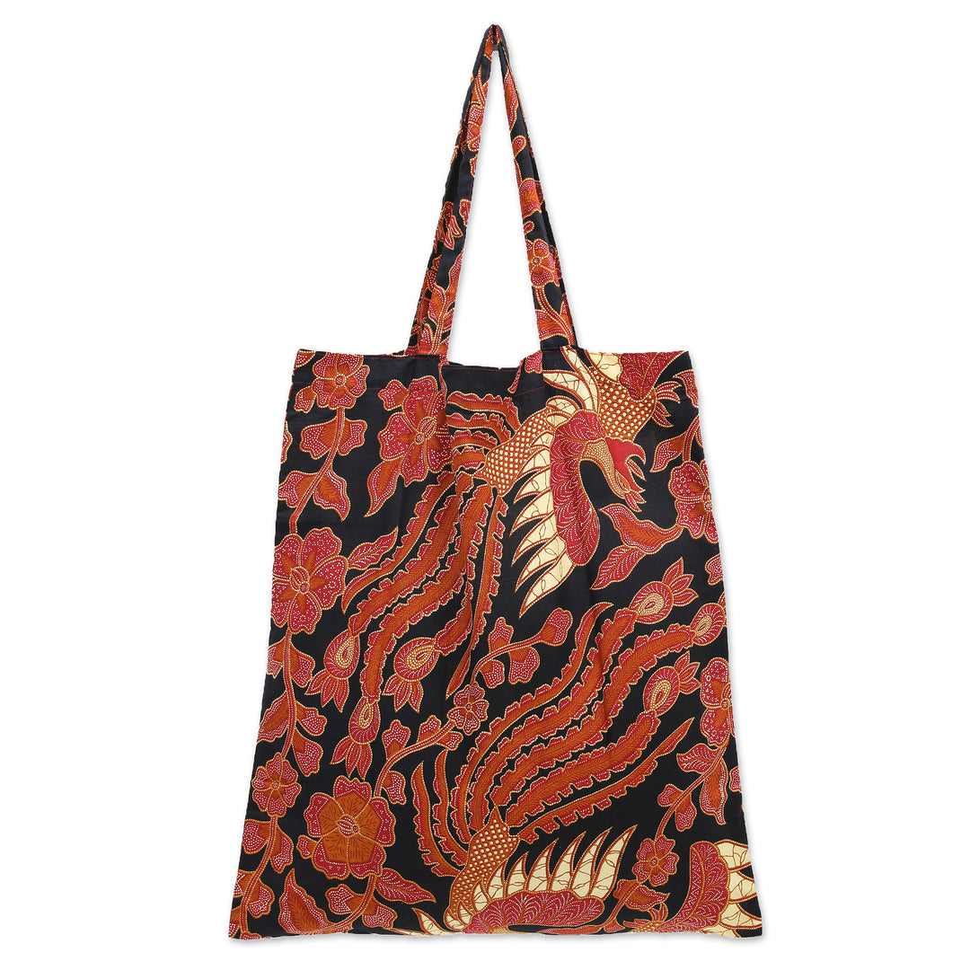 Handmade Cotton Foldable Tote Bag with Warm Batik Motifs - Blitar's Autumn