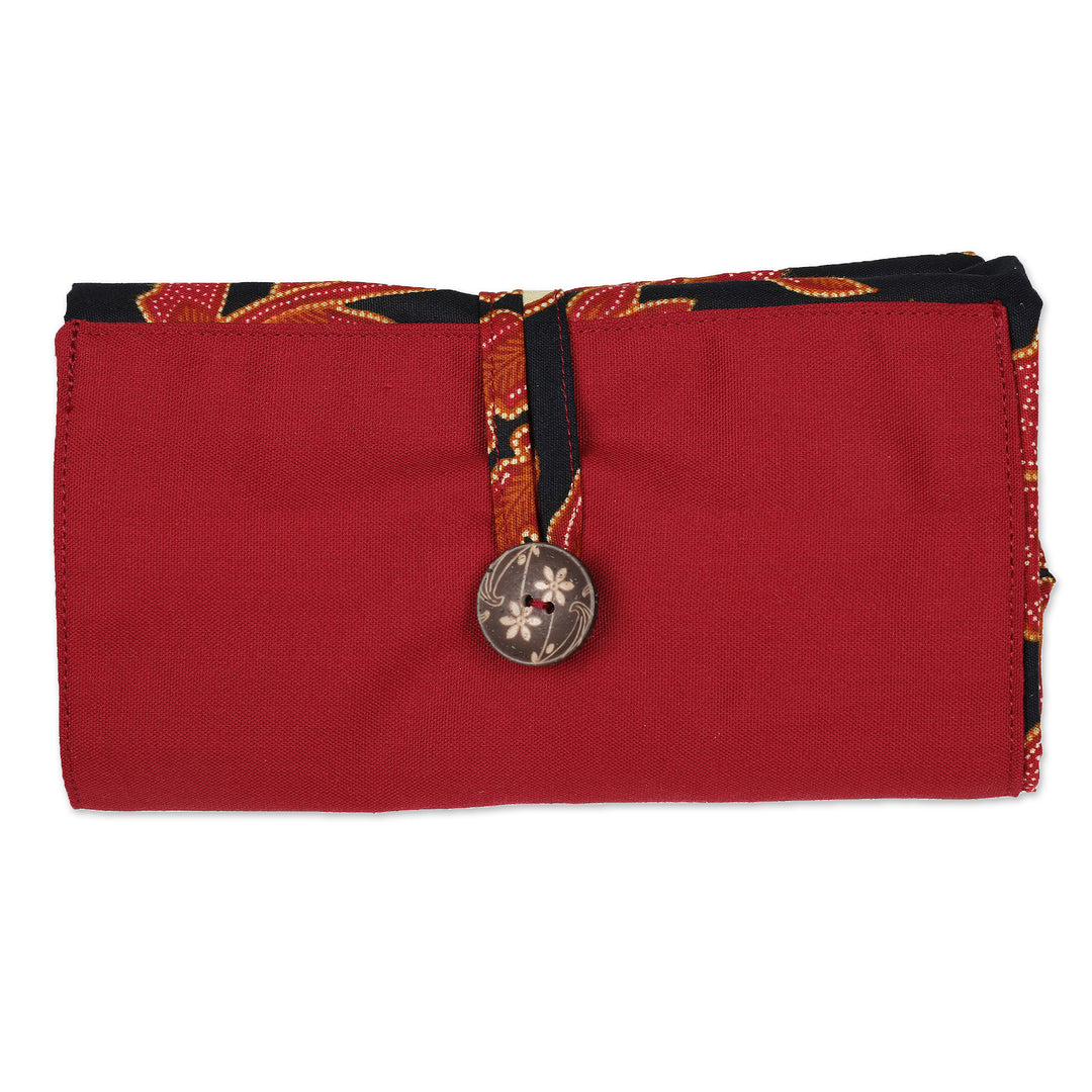 Handmade Cotton Foldable Tote Bag with Warm Batik Motifs - Blitar's Autumn