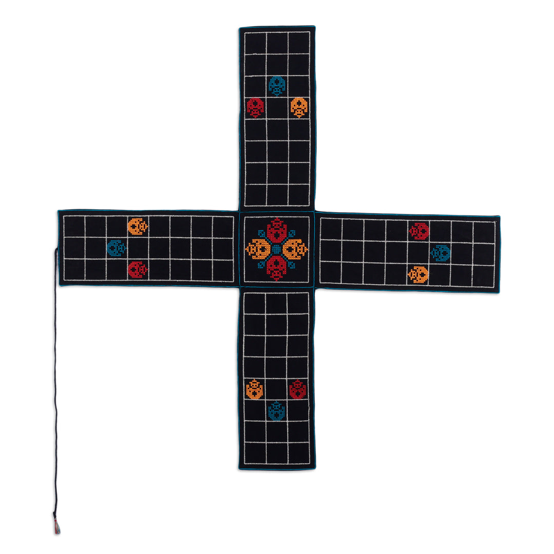 Embroidered Black Cotton Chopad Game with Classic Details - India's Night Challenge