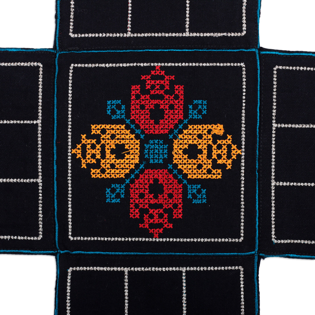 Embroidered Black Cotton Chopad Game with Classic Details - India's Night Challenge