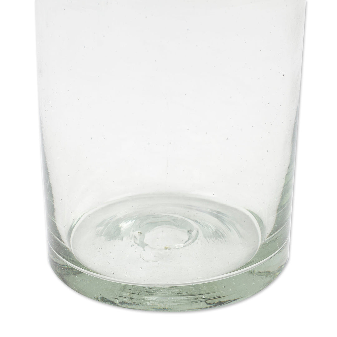 Pair of Blue-Rimmed Hand Blown Recycled Glass Tumblers - Cobalt Classics
