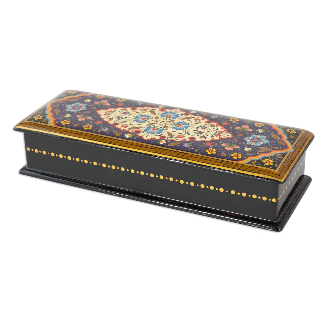Hand-Painted Walnut Wood Jewelry Box with Velvet Lining - Palace of Blooms