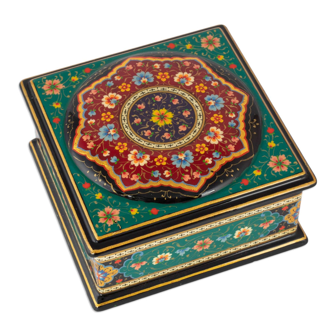 Floral Walnut Wood Jewelry Box with Velvet Lining - Floral Eden