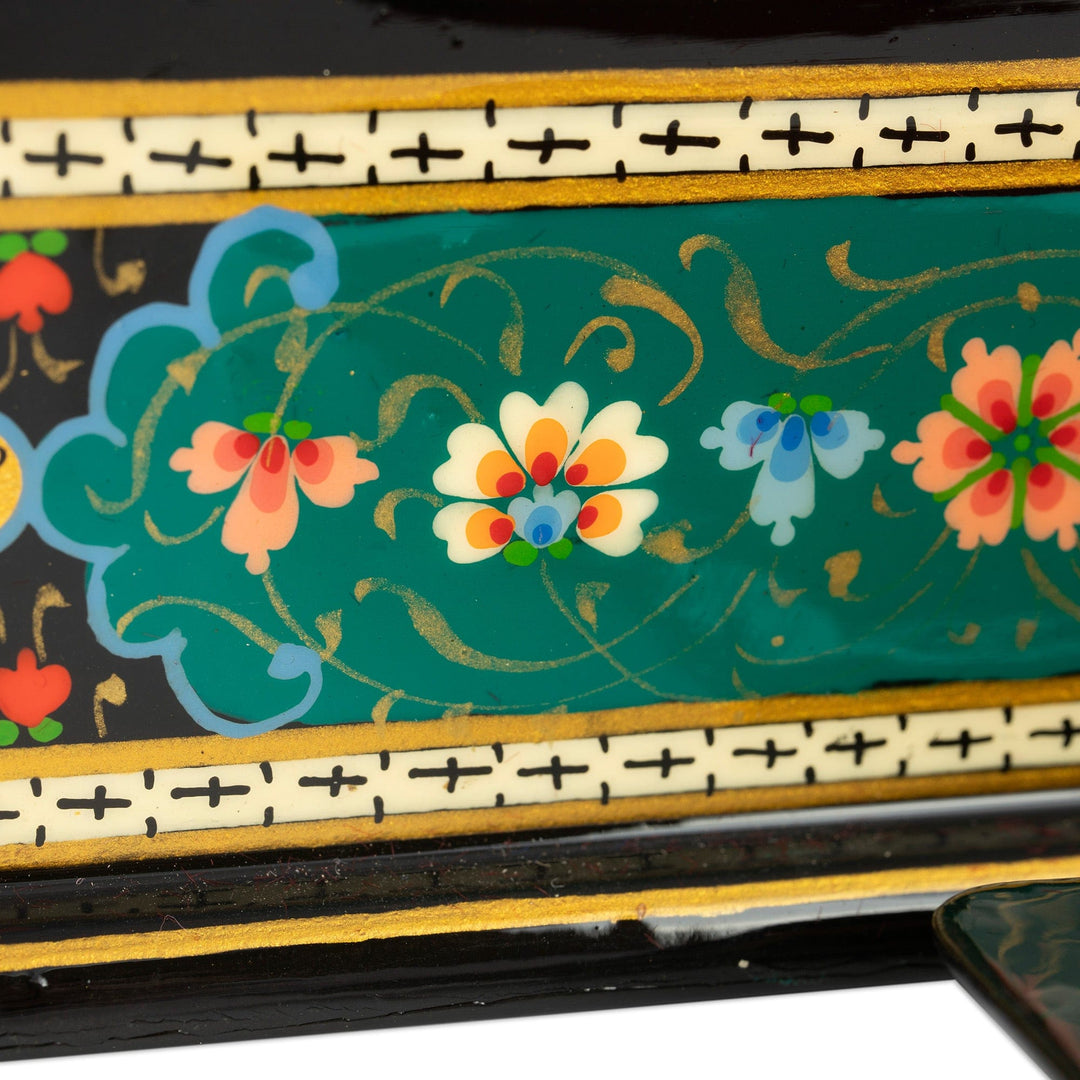 Floral Walnut Wood Jewelry Box with Velvet Lining - Floral Eden