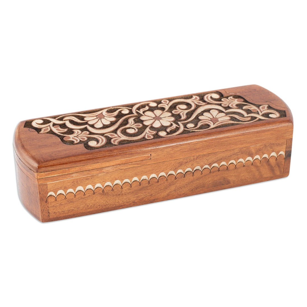 Walnut Wood Puzzle Box with Traditional Garden Carving - Spring Challenge