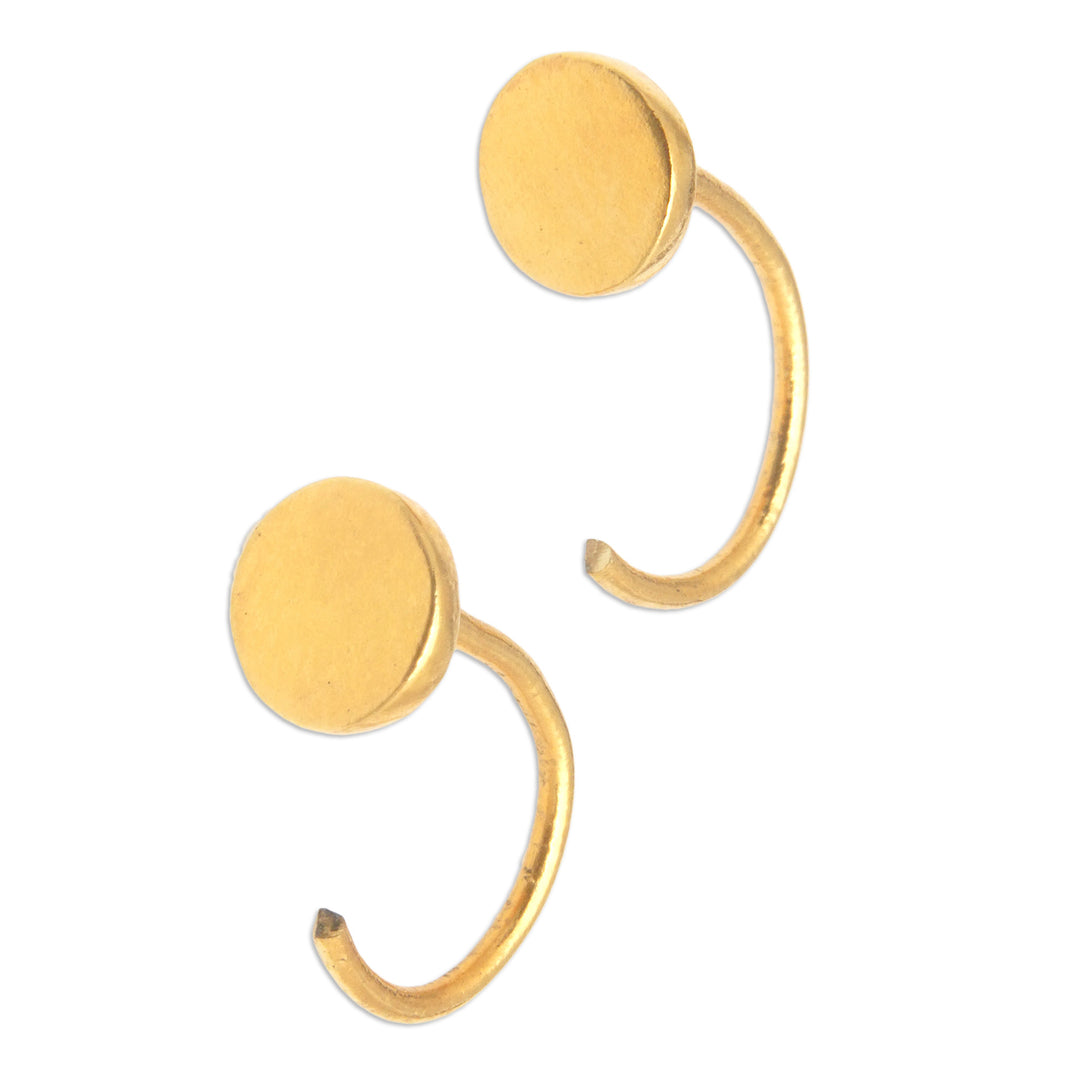 Minimalist Round 22k Gold-Plated Brass Ear Cuffs - Fashionable