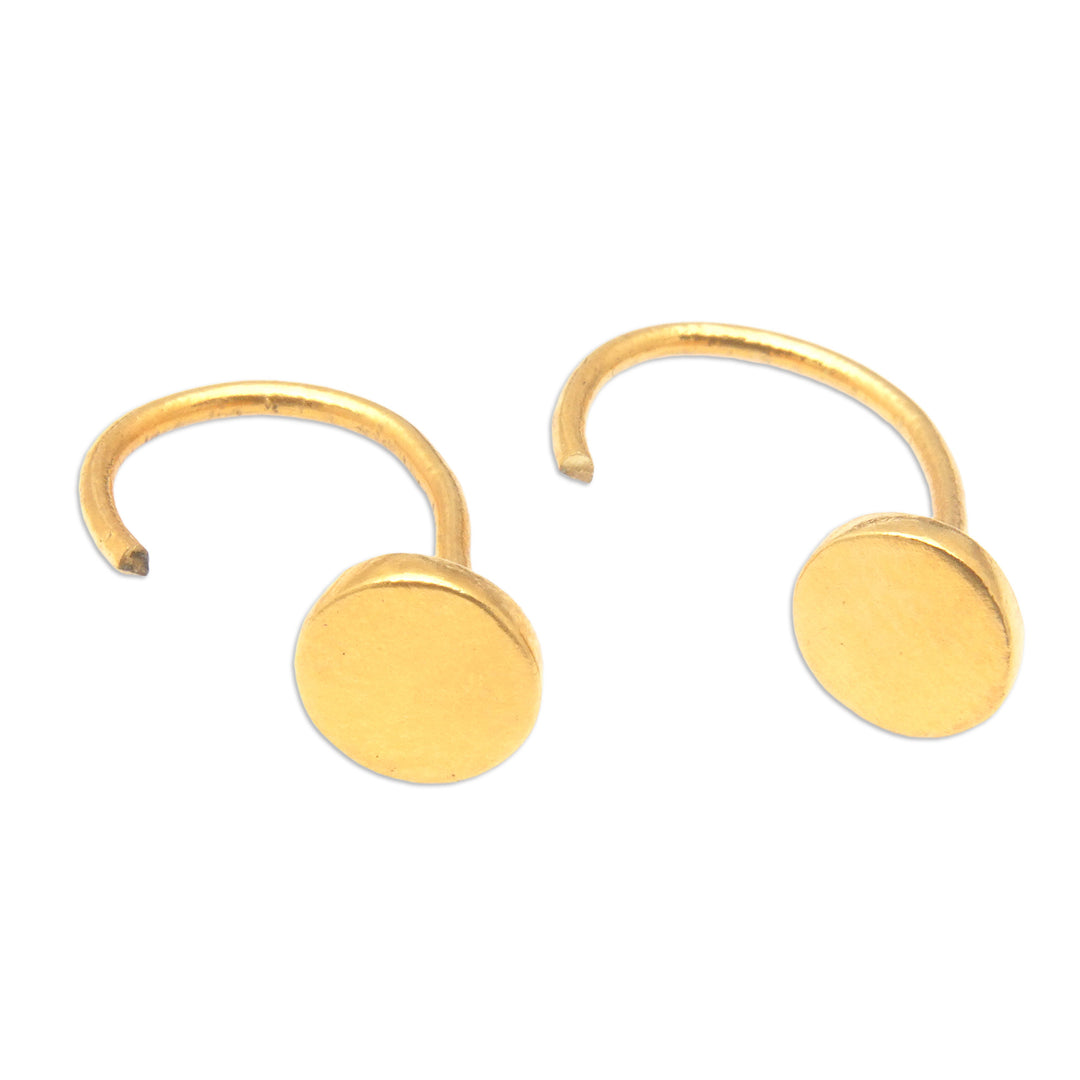 Minimalist Round 22k Gold-Plated Brass Ear Cuffs - Fashionable