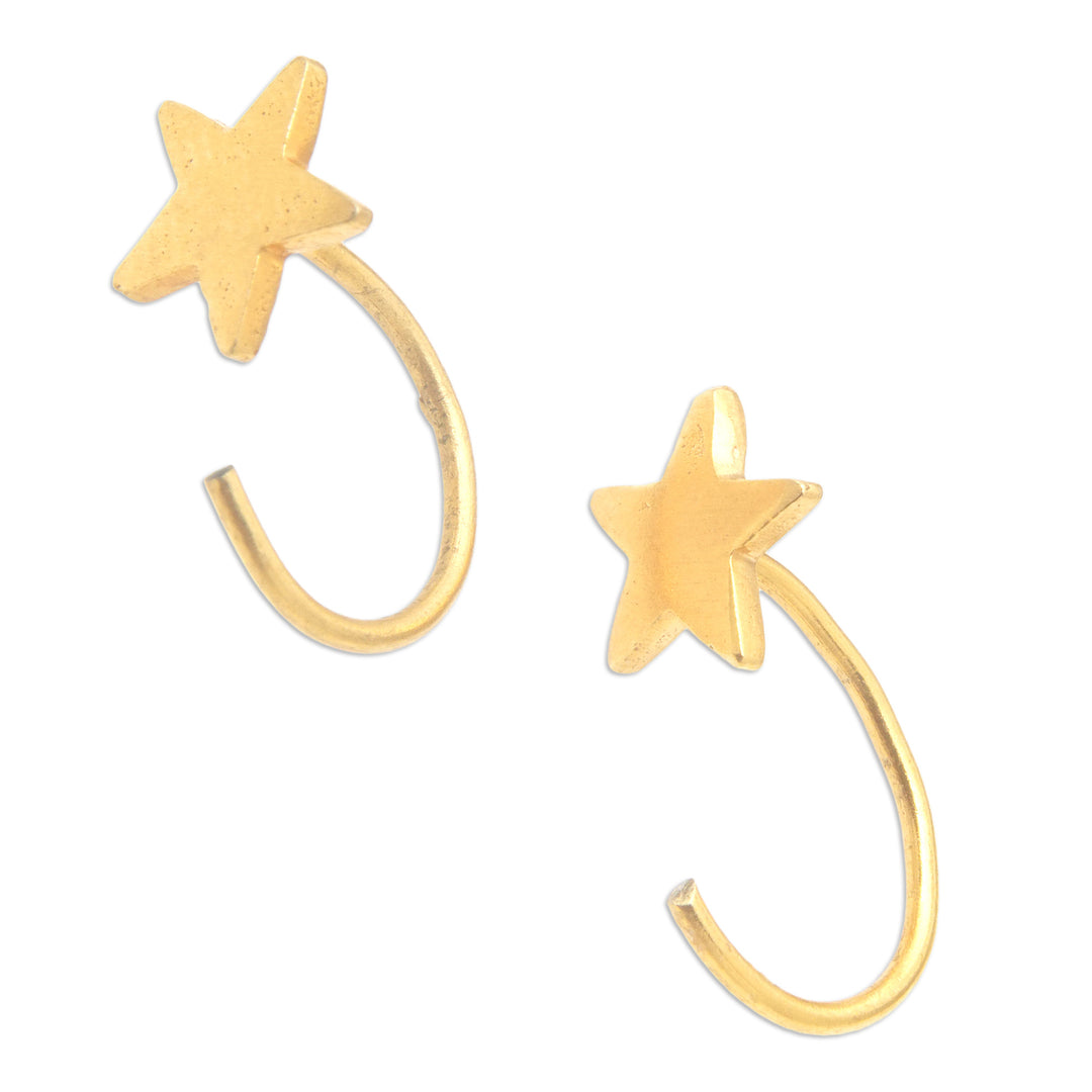 Minimalist Star-Shaped 22k Gold-Plated Brass Ear Cuffs - Divinity