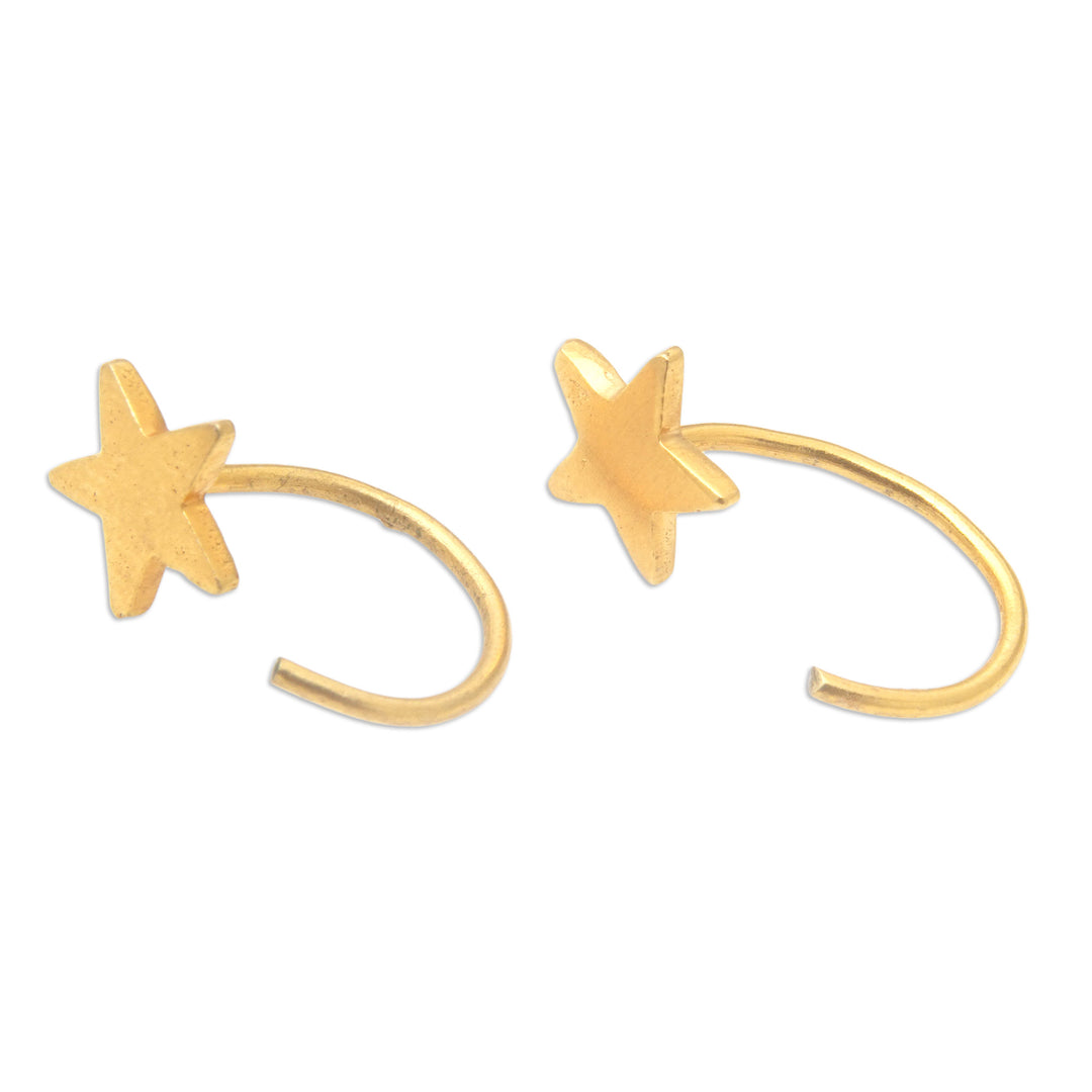 Minimalist Star-Shaped 22k Gold-Plated Brass Ear Cuffs - Divinity
