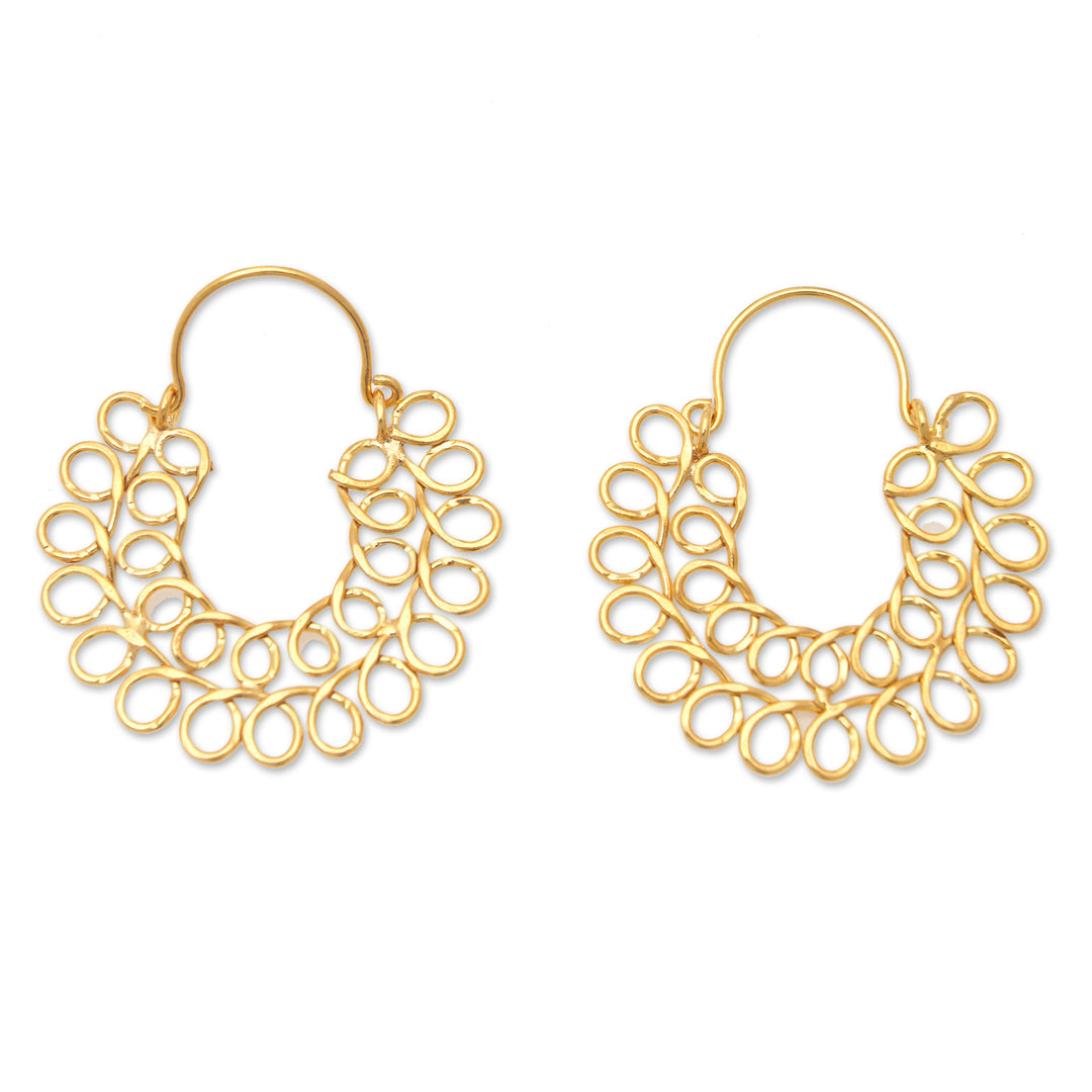 Modern 22k Gold-Plated Hoop Earrings with Intertwined Loops - Loop Flair