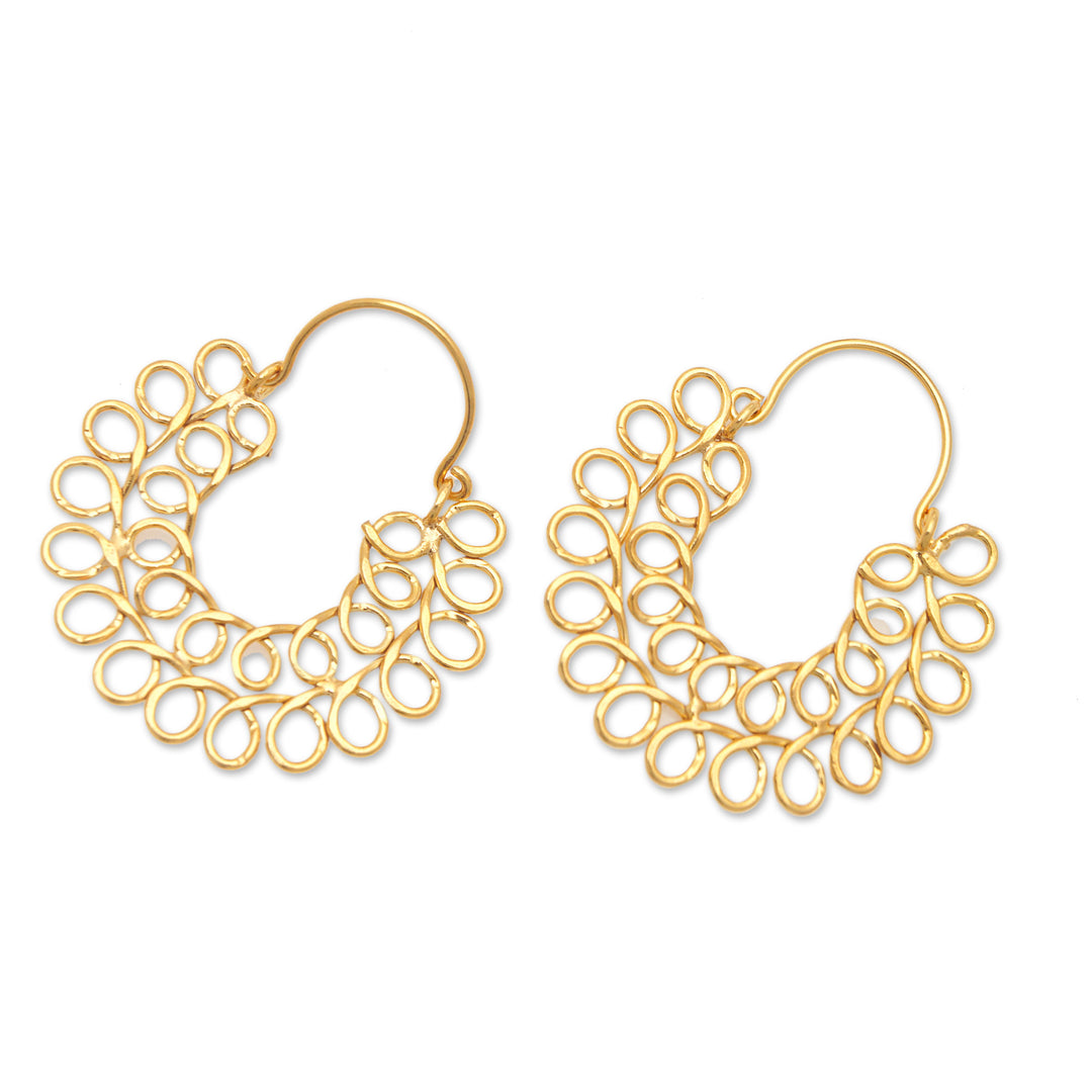 Modern 22k Gold-Plated Hoop Earrings with Intertwined Loops - Loop Flair