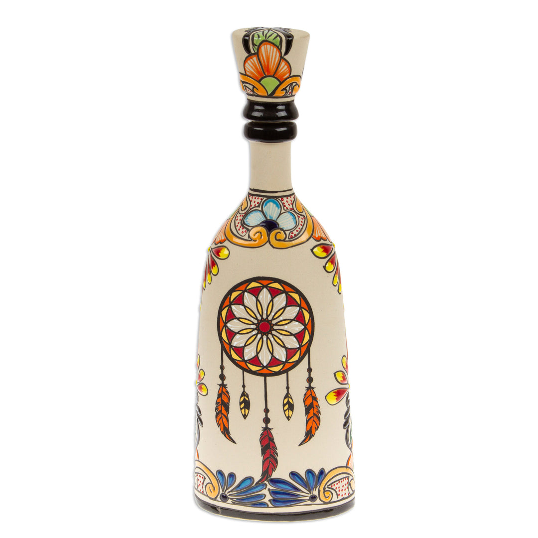 Dreamcatcher-Themed Hand-Painted Ceramic Decanter with Cork - Cocktail Catcher