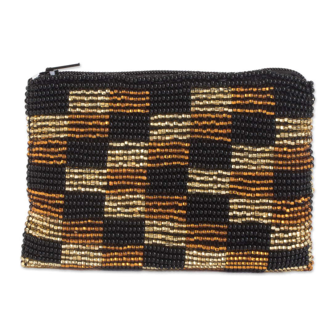 Beaded Checkered Coin Purse Handcrafted in Guatemala - Charming Rectangles
