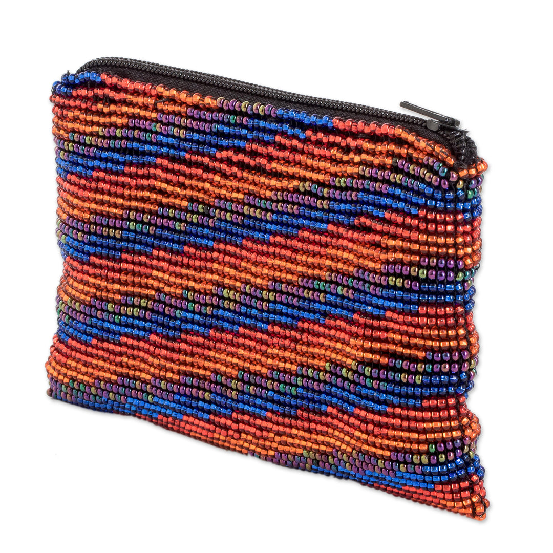 Striped Beaded Coin Purse Handcrafted in Guatemala - Sparkling Stripes